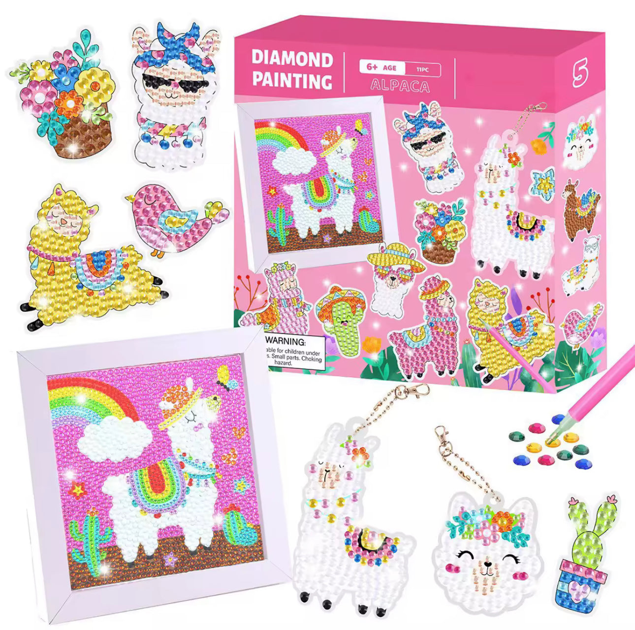 CarlonLin 4 Pezzi Diamond Painting Bambina Bambini, Regalo Giochi Bambina 3 4 5 6 7 8 Anni, Pittura Diamante Set Regalo di per Home Decorazione Murale
