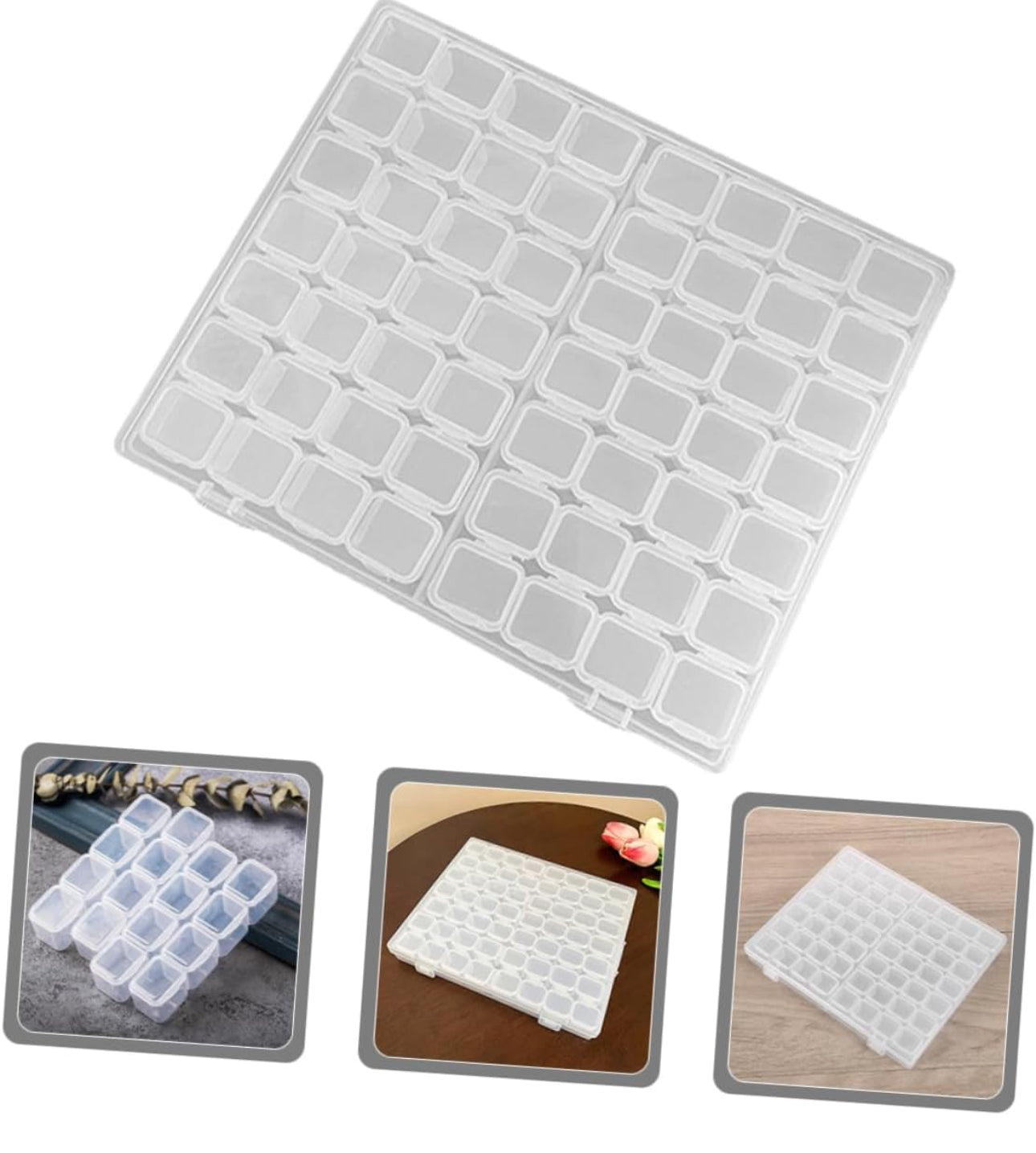 Clear plastic organizer.