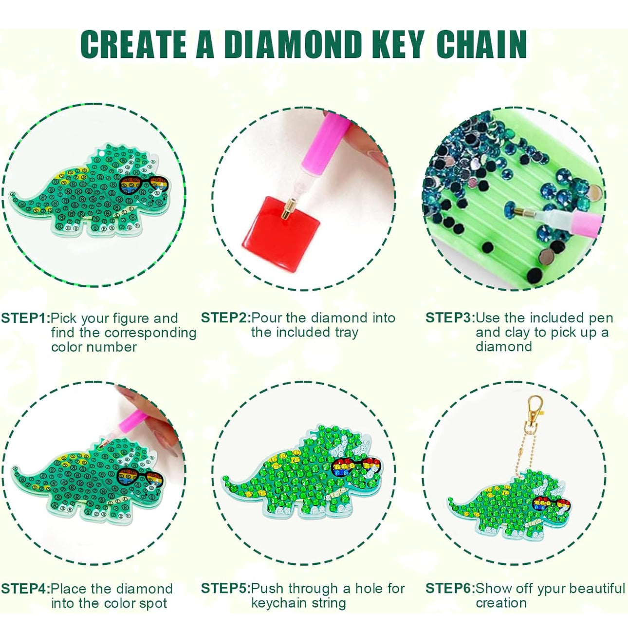 DIY GEM Keychains - Dinosaurs